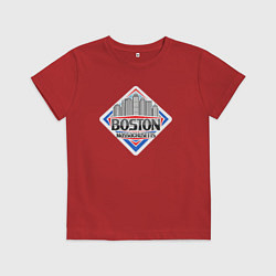Футболка хлопковая детская Массачусетс Бостон, цвет: красный