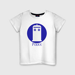 Футболка хлопковая детская Tardis police, цвет: белый