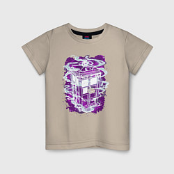 Футболка хлопковая детская Tardis violet, цвет: миндальный