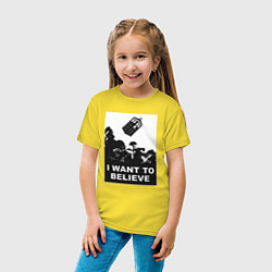 Футболка хлопковая детская Тардис - я хочу верить, цвет: желтый — фото 2