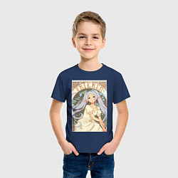 Футболка хлопковая детская Провожающая в последний путь Фрирен эльф, цвет: тёмно-синий — фото 2