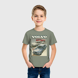 Футболка хлопковая детская Автомобиль Volvo, цвет: авокадо — фото 2