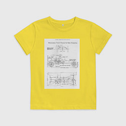 Футболка хлопковая детская Ford чертежи автомобиля, цвет: желтый