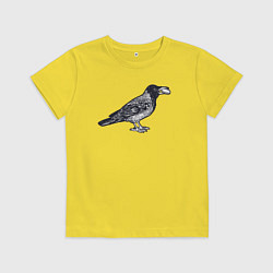 Футболка хлопковая детская Ворона с денежкой, цвет: желтый