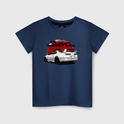 Футболка хлопковая детская Автомобиль Toyota Supra, цвет: тёмно-синий