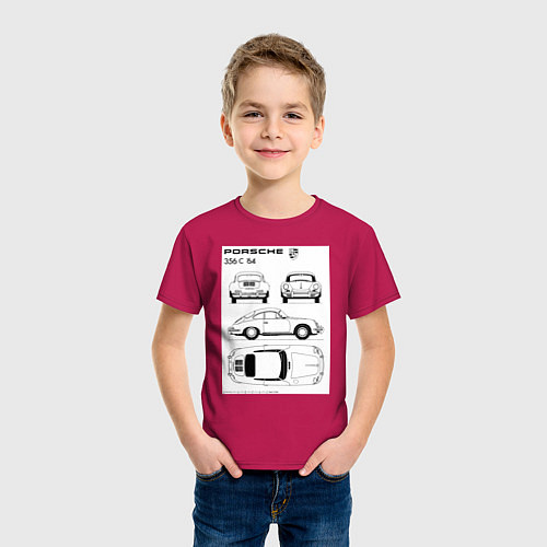 Детская футболка Машина Porsche / Маджента – фото 3