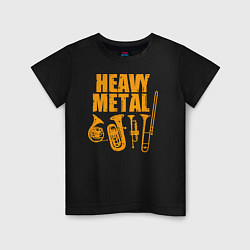Футболка хлопковая детская Heavy metal - медные духовые, цвет: черный