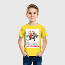 Футболка хлопковая детская Honda мотоцикл, цвет: желтый — фото 2