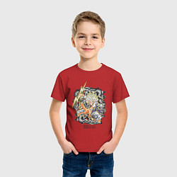 Футболка хлопковая детская One piece молния Moncey D Luffy, цвет: красный — фото 2