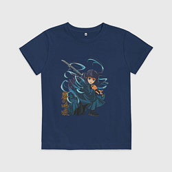 Футболка хлопковая детская Столп Тумана Муичиро Токито Клинок рассекающий дем, цвет: тёмно-синий