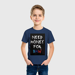 Футболка хлопковая детская Нужны деньги на BMW, цвет: тёмно-синий — фото 2