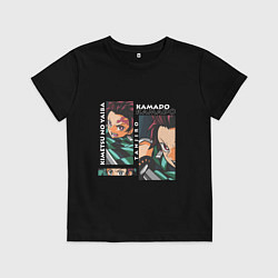 Футболка хлопковая детская Клинок рассекающий демонов Kamado Tanjiro, цвет: черный
