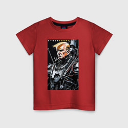 Футболка хлопковая детская Cyber Trump - ai art fantasy, цвет: красный