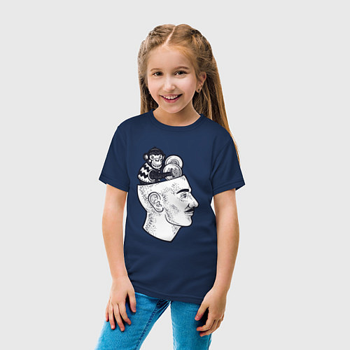 Детская футболка Обезьяна в голове / Тёмно-синий – фото 4
