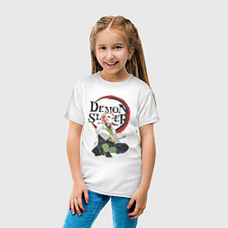 Футболка хлопковая детская Клинок рассекающий демонов Сабито, цвет: белый — фото 2