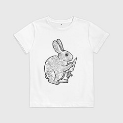 Футболка хлопковая детская Зайчик и морковка, цвет: белый