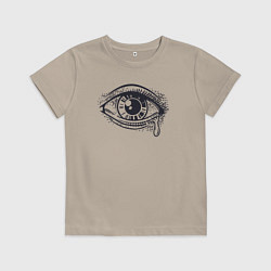 Футболка хлопковая детская Плачущий глаз, цвет: миндальный