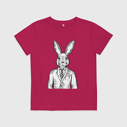 Футболка хлопковая детская Кролик в костюме, цвет: маджента