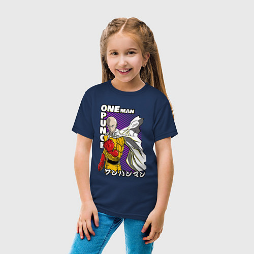 Детская футболка One-Punch Man Ванпанч / Тёмно-синий – фото 4
