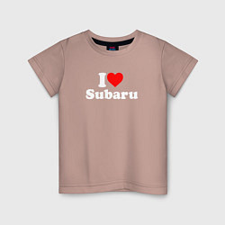 Футболка хлопковая детская I love Subaru sport, цвет: пыльно-розовый