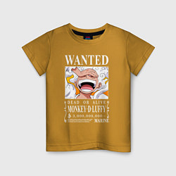 Футболка хлопковая детская Monkey D Luffy - wanted, цвет: горчичный