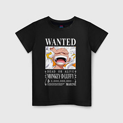 Футболка хлопковая детская Monkey D Luffy - wanted, цвет: черный