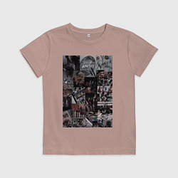 Футболка хлопковая детская Художник коллаж, цвет: пыльно-розовый