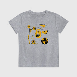 Футболка хлопковая детская Геодезист атрибуты, цвет: меланж