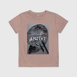 Футболка хлопковая детская Художник палитра aesthetic, цвет: пыльно-розовый