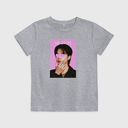 Футболка хлопковая детская Чимин BTS, цвет: меланж