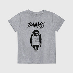 Футболка хлопковая детская Обезьяна граффити уличное искусство Banksy, цвет: меланж
