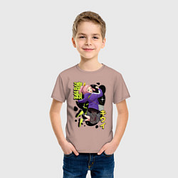 Футболка хлопковая детская Киви Ватасэ - Медуза не умеет плавать в ночи, цвет: пыльно-розовый — фото 2