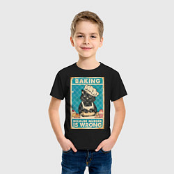 Футболка хлопковая детская Кот пекарь, цвет: черный — фото 2