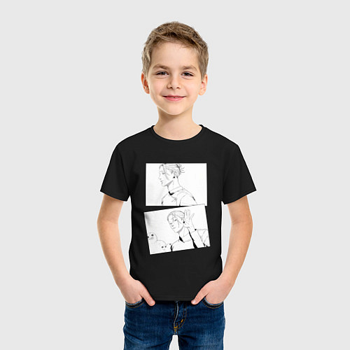 Детская футболка Эмоции Сугуру Гето - Магическая битва / Черный – фото 3
