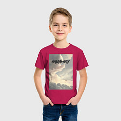 Футболка хлопковая детская Georgiy облака, цвет: маджента — фото 2