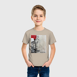 Футболка хлопковая детская Abstract Red, цвет: миндальный — фото 2