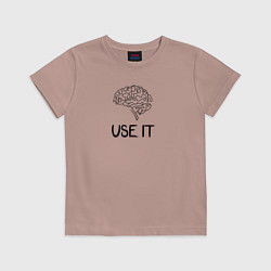 Футболка хлопковая детская Use it brain, цвет: пыльно-розовый