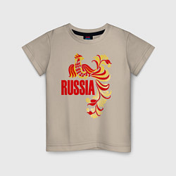 Футболка хлопковая детская Russia, цвет: миндальный