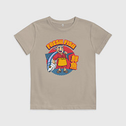 Футболка хлопковая детская Fresh fish, цвет: миндальный