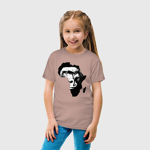 Детская футболка Обезьяна в Африке / Пыльно-розовый – фото 4