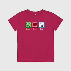 Футболка хлопковая детская Мир любовь джаз, цвет: маджента