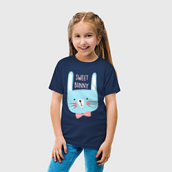 Футболка хлопковая детская Sweet bunny, цвет: тёмно-синий — фото 2