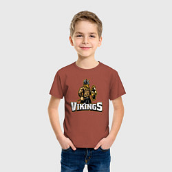 Футболка хлопковая детская Vikings team, цвет: кирпичный — фото 2