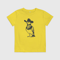 Футболка хлопковая детская Голубь ковбой, цвет: желтый