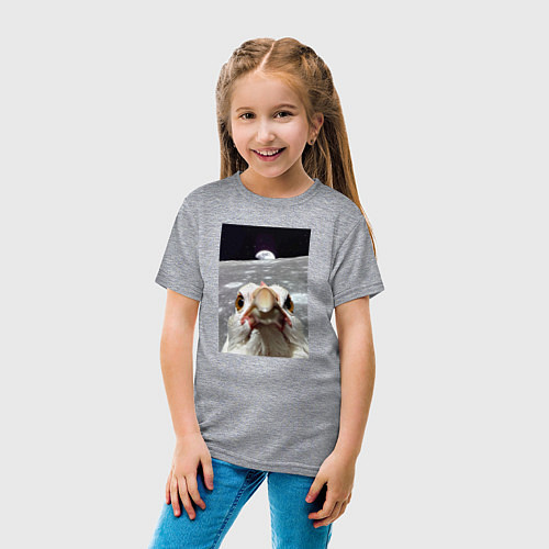 Детская футболка Курица селфи на луне / Меланж – фото 4