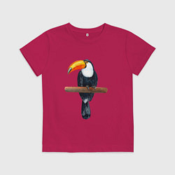 Футболка хлопковая детская Тукан, цвет: маджента