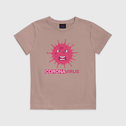 Футболка хлопковая детская Pink coronavirus, цвет: пыльно-розовый