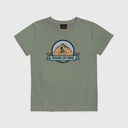 Футболка хлопковая детская Путешествовать на велике, цвет: авокадо