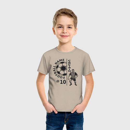 Детская футболка 10 номер капитан футбольной команды / Миндальный – фото 3