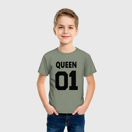 Детская футболка Футбольная надпись черного цвета: 01 королева / Авокадо – фото 3